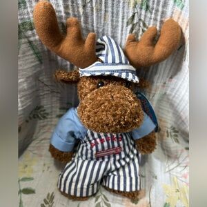 Alaska and Friends Moose with Striped Overalls Small Plush Toy
